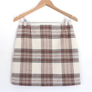 H&M Wool Blend Plaid Mini Skirt